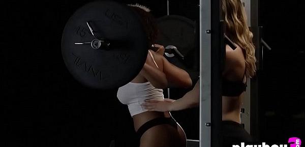  Busty teens hard trained in a gym and show their asses